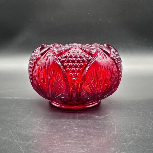 Vintage Fenton Amberina Ruby Red Glass Candle Holder Rose Bowl Mid Century Retro - Picture 5 of 12